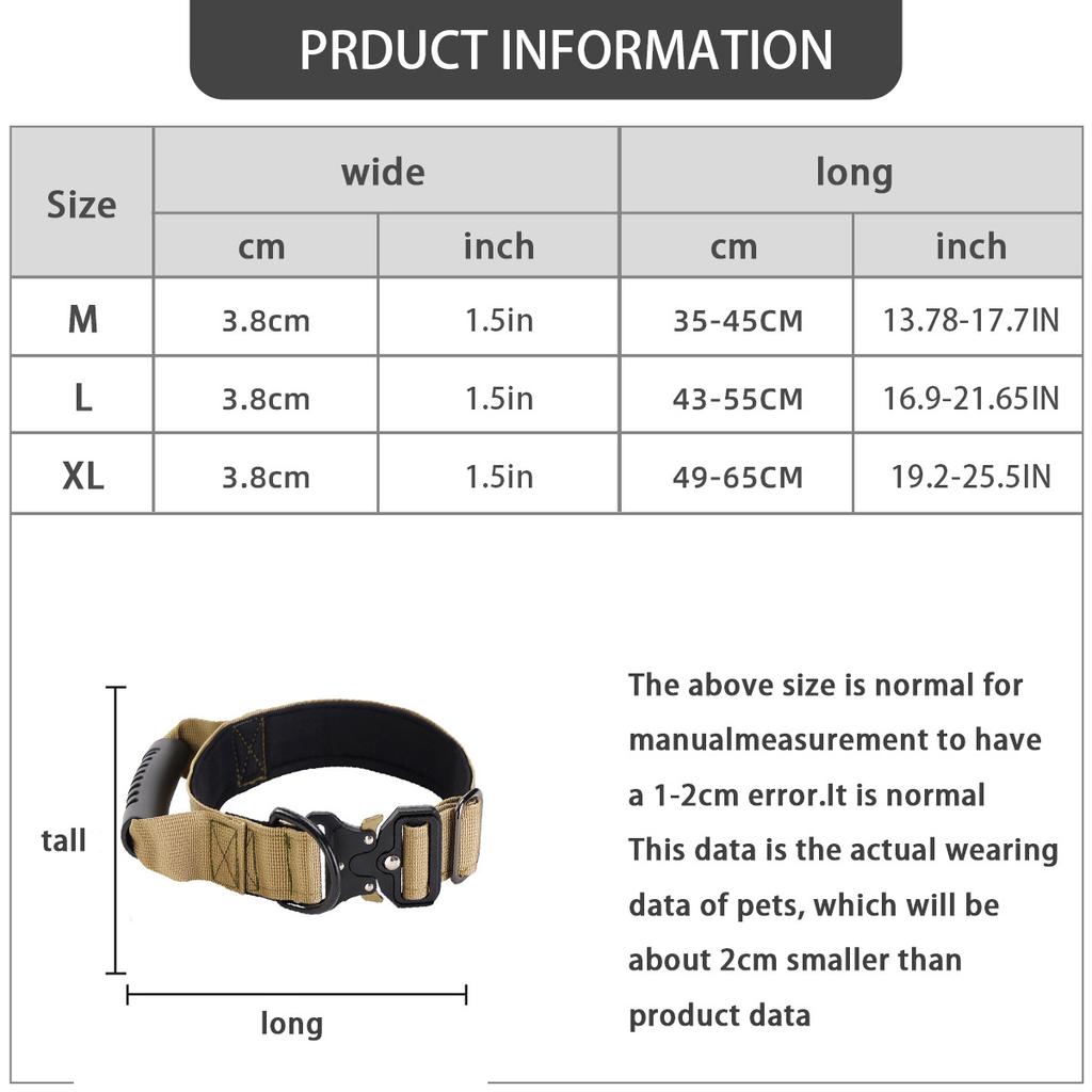 Pet Collar Explosion Proof Impact Resistant Pull Resistant Dog Collar Medium To Large Dog Collar Tactical Collar