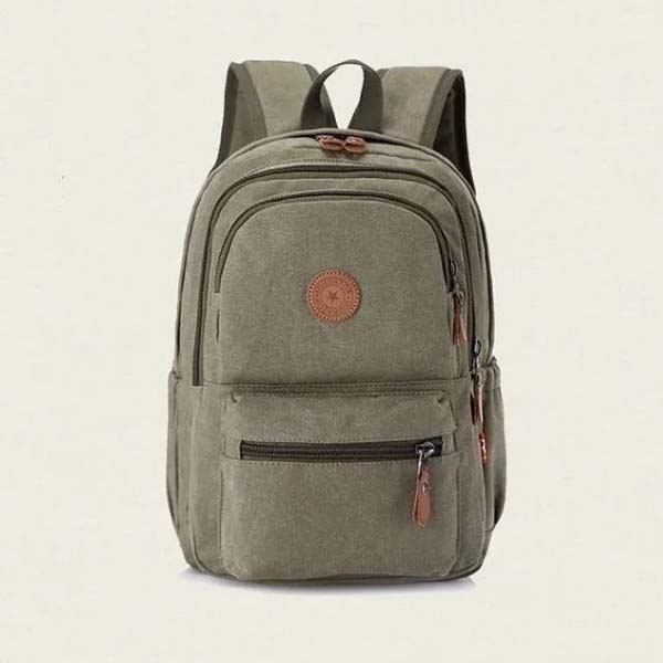 WTEMPO Solid Color Thick Wear-resistant Canvas Backpack Unisex Large-capacity Luggage Bag Denim Student Schoolbag