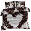 3D Cotton Satin Bedding 160x200cm HEART OF COFFEE