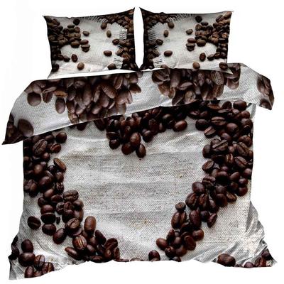 3D Cotton Satin Bedding 160x200cm HEART OF COFFEE