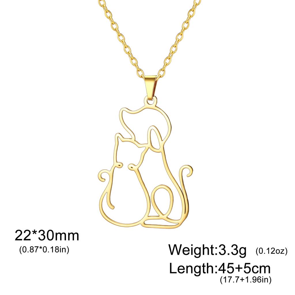 Collana Ciondolo Cane Gatto Carino Acciaio Inossidabile Collana con Ciondolo Animale Cane Gatto per Donna Gioiello Regalo per Appassionato di Animali
