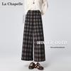 La Chapelle Women's Plaid Wool Blend Wide-Leg Pants