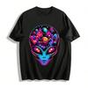 Psychedelischer Weltraum-Alien-Kopf Grafik Casual T-Shirt Reines Baumwoll-T-Shirt