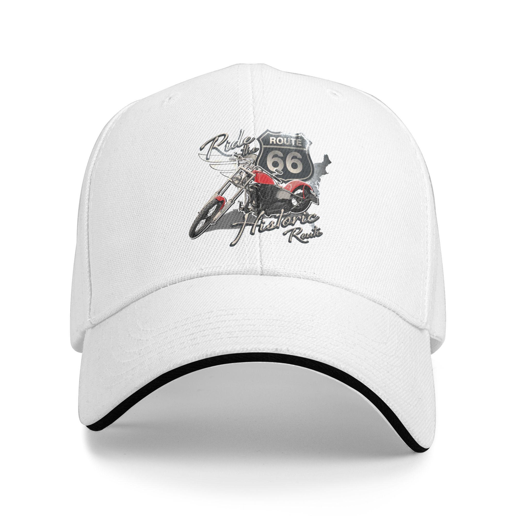 Motorcycle Ride The Historic Route 66 Baseball Cap WoUnisex Unisex Breathable Americas Highway Dad Hat Sports Snapback Hats One Size