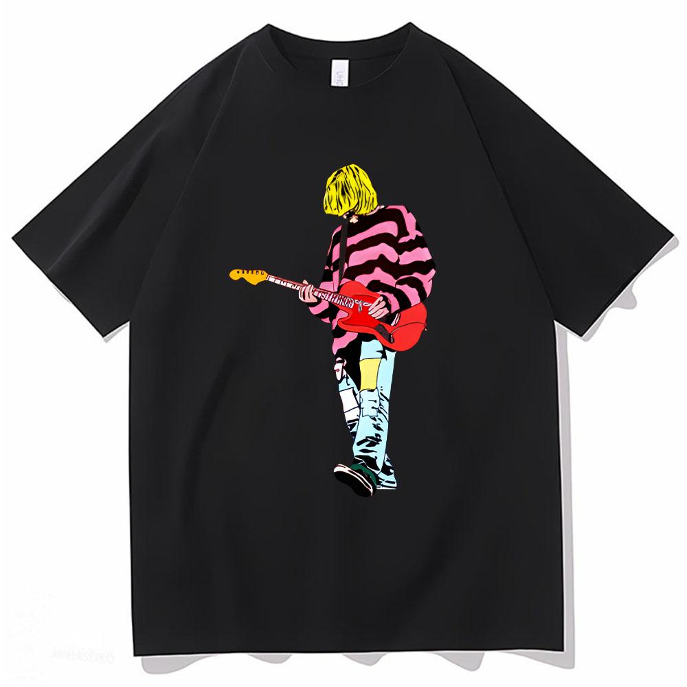 

Футболка Курта Кобейна Футболки с музыкальным принтом Мужская Женская Летняя Футболка с коротким рукавом Хлопковая Футболка с круглым вырезом Мужская Хип-хоп одежда 2XL