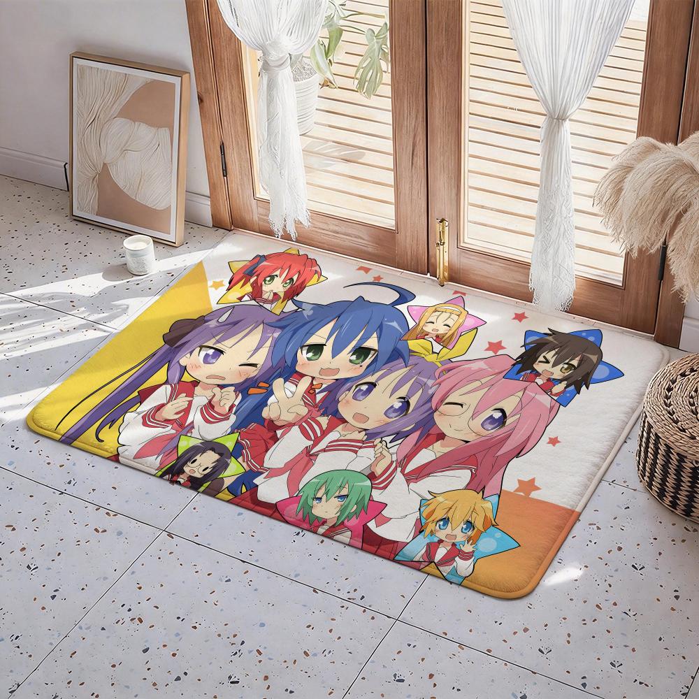 Anime L Lucky Star Floor Mat Eco Flannel Doormat Non Slip Odorless Indoor Floor Rug Soft Short Plush Home Mat