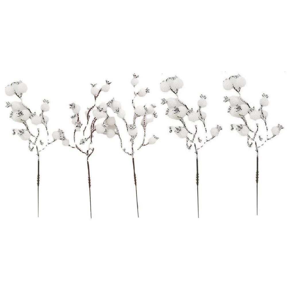5Pcs/set Handmade Artificial White Berry DIY Christmas Tree Ornament  Party Supplies