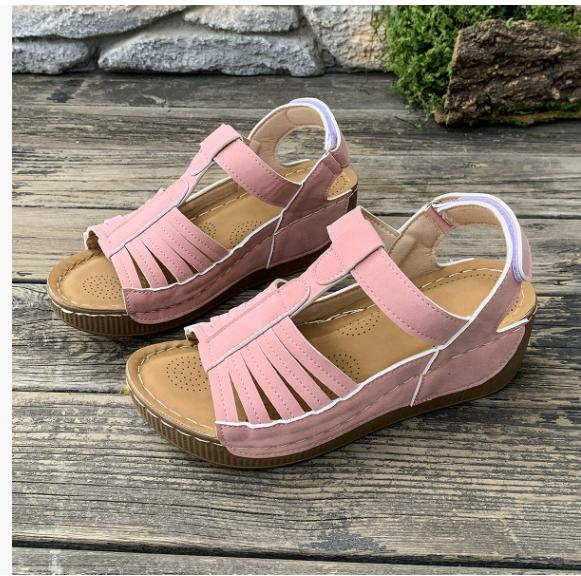 

2025 Summer Retro Hollow Out Wedge Sandals Women Peep Toe Platform Gladiator Sandals Woman Thick Sole Comfortable Beach Shoes 36