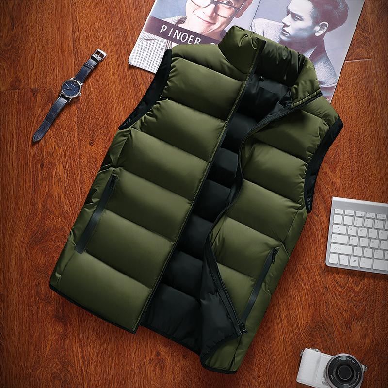 Herrevest Vindtett Vest Herrejakke Ermeløs Vest Vinterjakke Fritidsfrakk Herre Dunbomull Varm Tykk Vest Tykk Gilet