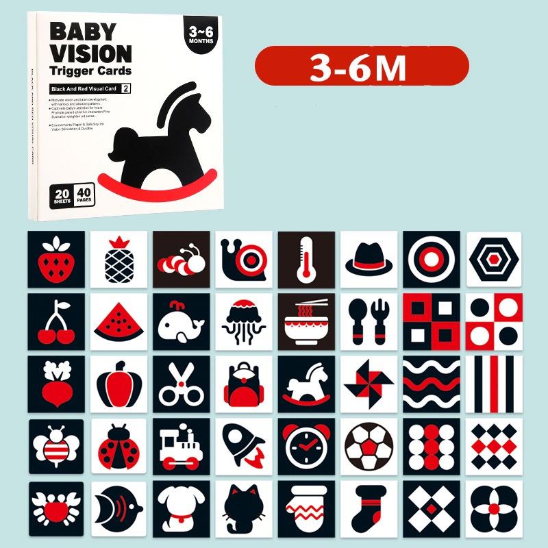 Black And White Sensory Cards For Babies 0-6 Months 30 Cards With 60 Stimulating Patterns