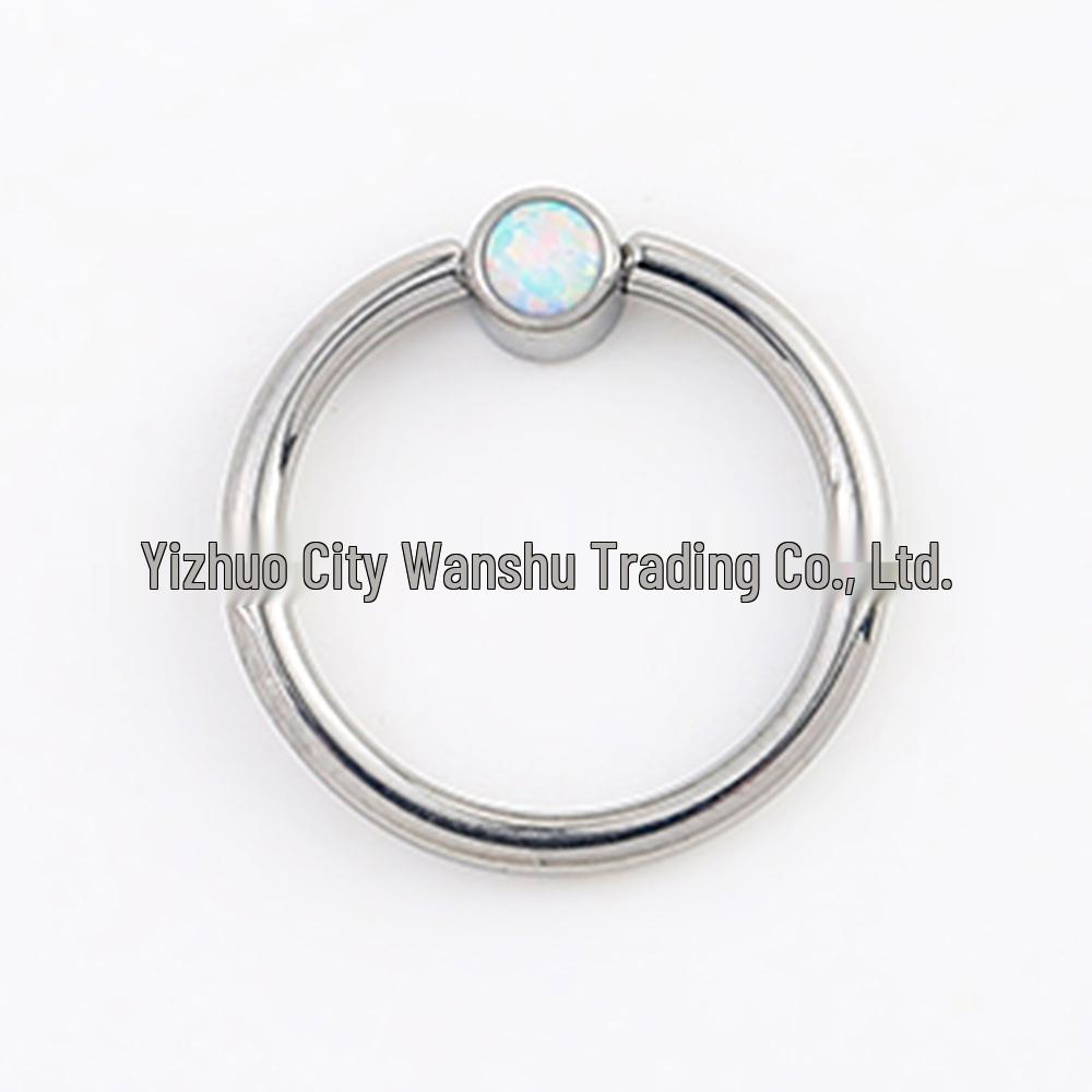 

G23 Чистый Титан Опал Клип Шарик Кольцо для Пирсинга Носа и Хряща Уха 1.2mm x 8mm