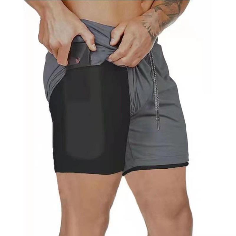 Muscle Brothers Men's Trendy Double-Layer Running Sports Shorts - Casual, Loose-Fit Outdoor Fitness Wear