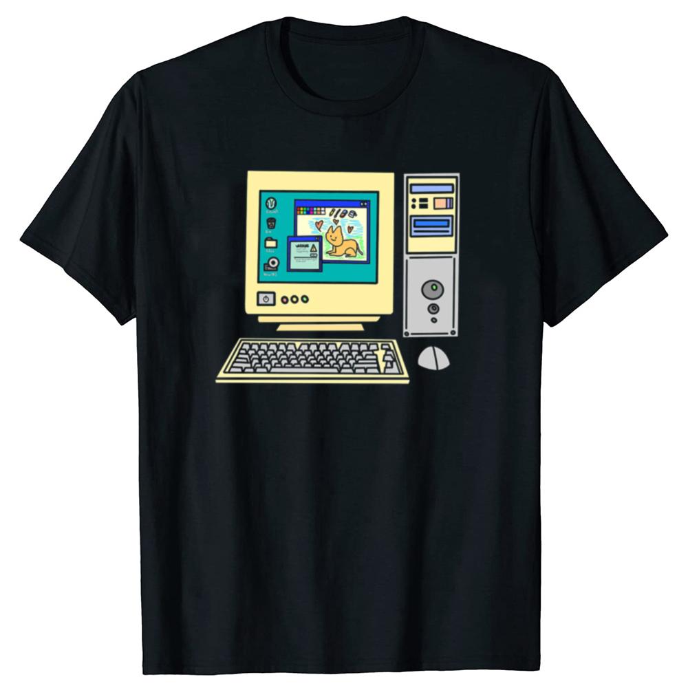 Funny An Old Computer That I Miss T Shirts Men Women Pure Cotton Humor Streetwear Tee Shirt Short Sleeve Unisex Loose Clothing