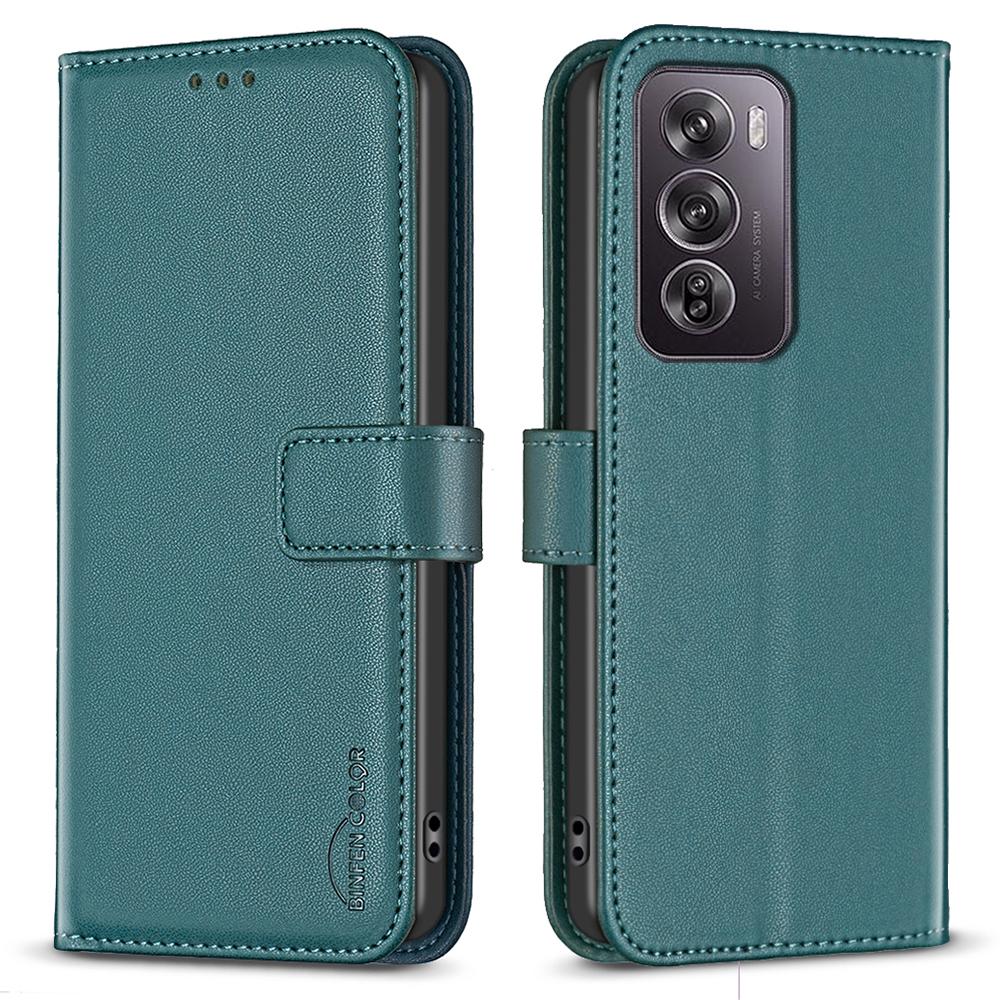 

BINFEN COLOR BF17 Для Oppo Reno12 Pro 5G (Глобальный) Чехол с магнитной застежкой из ПУ кожи для телефона Green