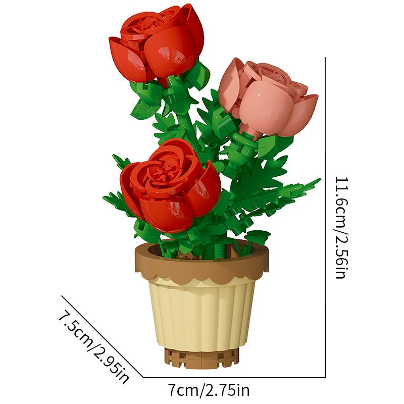 Fiori con mattoncini pianta in vaso assemblaggio giocattolo decorazione pianta in vaso a micro particelle giocattolo per bambini regalo