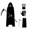 Hooded Cloak with Skull Mask, Skull Gloves, Sickle Prop, Suitable for Halloween Parties, Fancy Costumes, Role-playing Stage Performances, Costumes