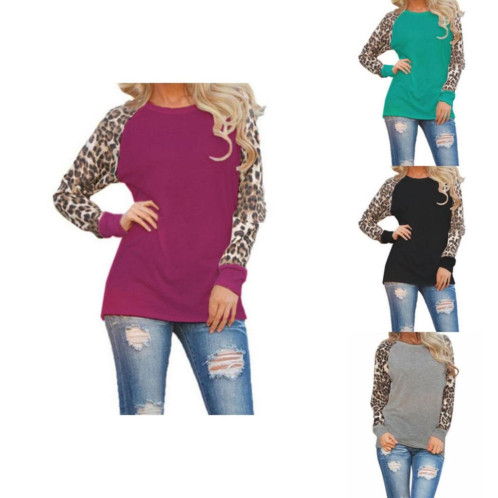 Ladies Plus Size Long Sleeve Leopard T Shirts In A Loose And Comfortable Blouse Style