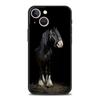 Running Horse Wild Animals Luxury Phone Case For iPhone 13 15 14 12 Mini 11 Pro MAX XR X SE XS 7 8 Plus Black Protection Cover