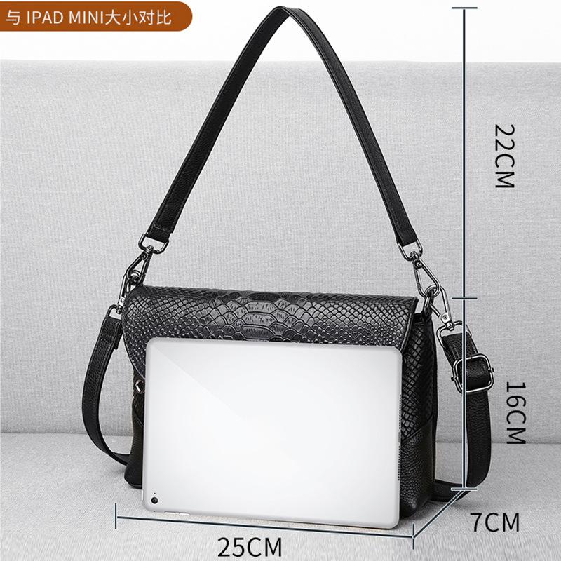 

Женская сумка из кожи подмышкой, тисненый узор под змею, первый слой коровьей кожи, диагональная сумка, маленькая сумка, женская сумка-мессенджер через плечо чёрный