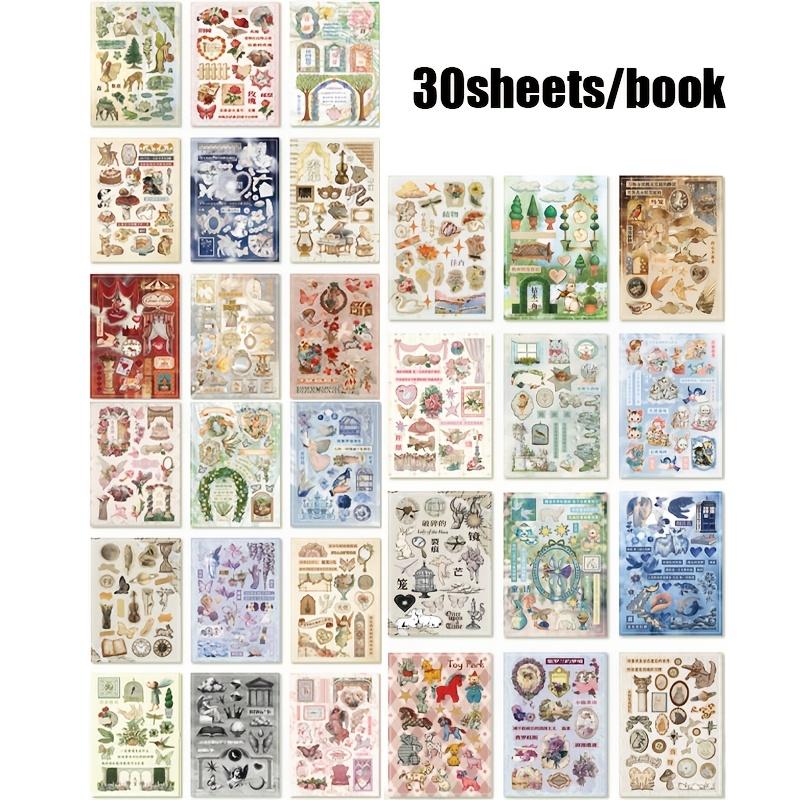 

30Sheets Vintage Daily Theme Die-Cut Sticker Book For Hand Account DIY Scrapbooking Phone Case Decoration Birthday Gift
