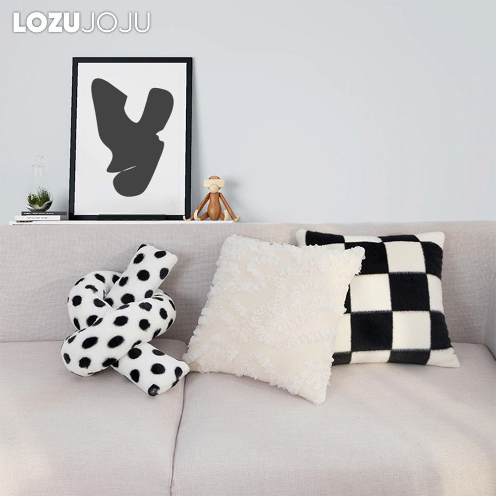 

1 шт. LOZUJOJU, современные простые черно-белые наволочки с принтом, клетчатые пушистые наволочки с вышивкой ягненка, декор для дивана