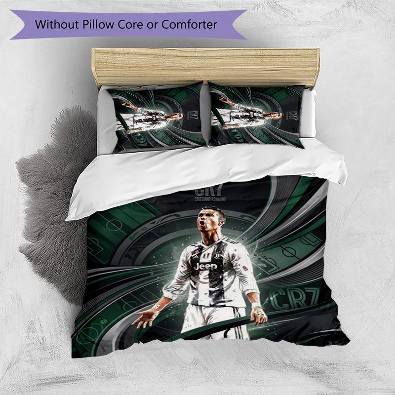 Set Lenzuola Stampate Cristiano Ronaldo 3 Pezzi Copriletto Accogliente Traspirante come Regalo per Inaugurazione Casa o Festa