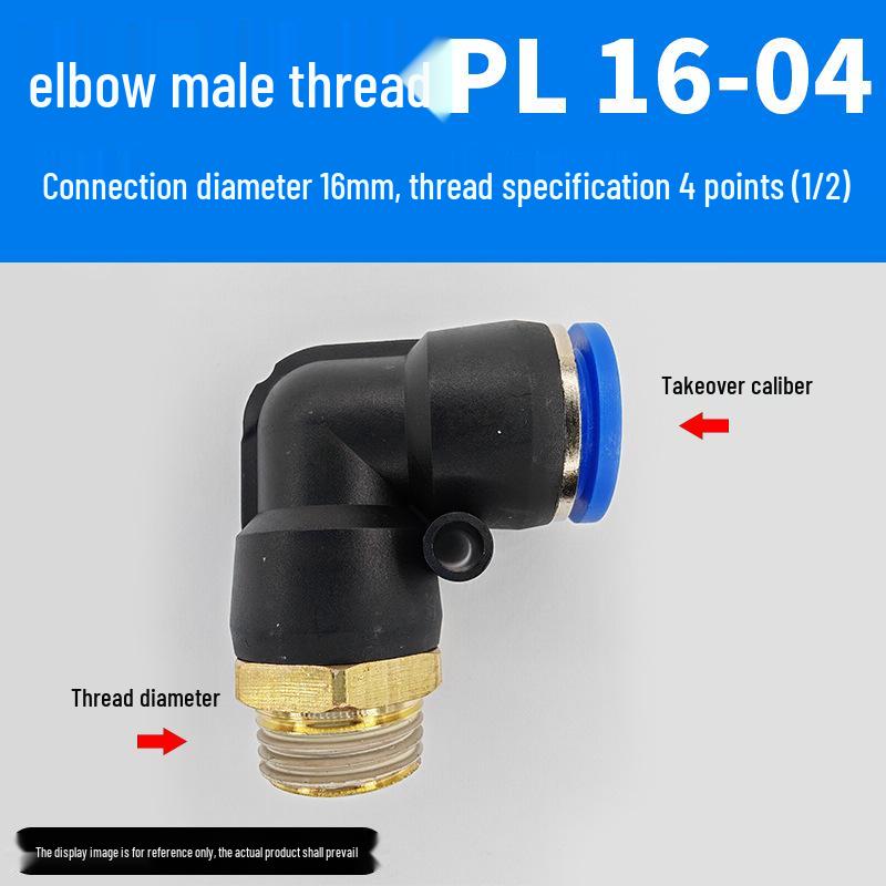 Trachea Connector PC8-02 Male Thread Quick Elbow Insert Pneumatic Throttle Valve