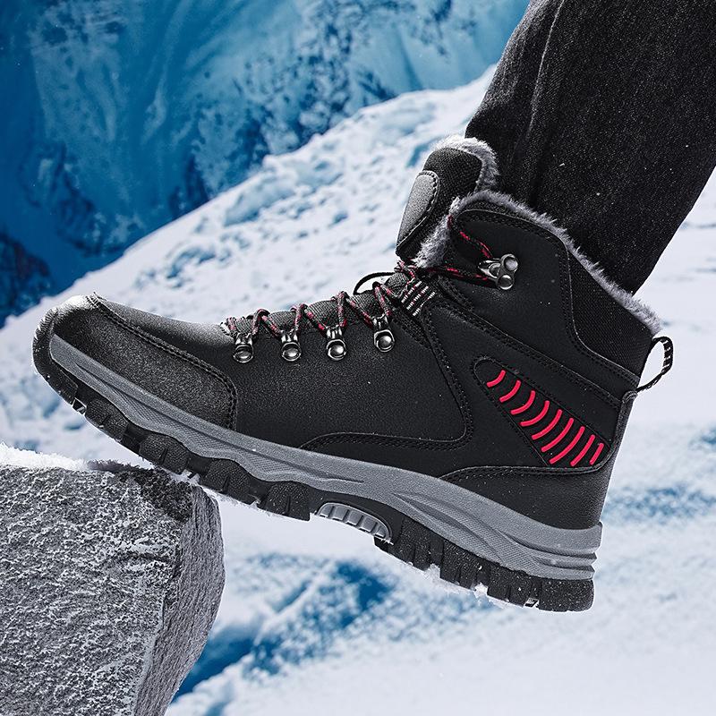 2026 Winter Velvet Warm Cotton Shoes 48 Large Size Outdoor Hiking Shoes Thick Sole Sub-zero Snow Boots High Top