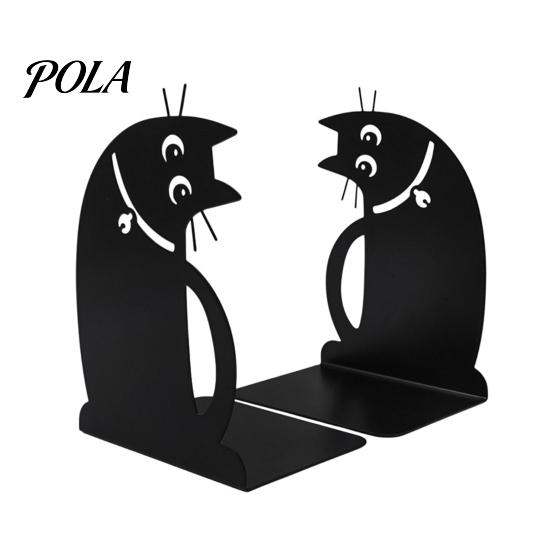 Desktop Bookend 1 Pair Metal Cat Book Ends, Cute Bookends for Shelves, Decorative L-shaped Heavy Duty Support Stopper Home Office Desk Bookshelf Decor