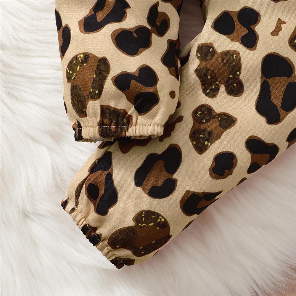 Set di Vestiti per Neonato Ragazza 0-18 Mesi Body a Manica Lunga + Pantaloni Leopardati + Fascia per Capelli 3 Pezzi Moda Autunno Outfit Bambina
