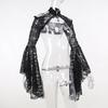 Gothic See Through Shrug Tops Grunge Aesthetic Black Flare Sleeve Crop Top Women Streetwear Vintage Punk Sexy Clothing