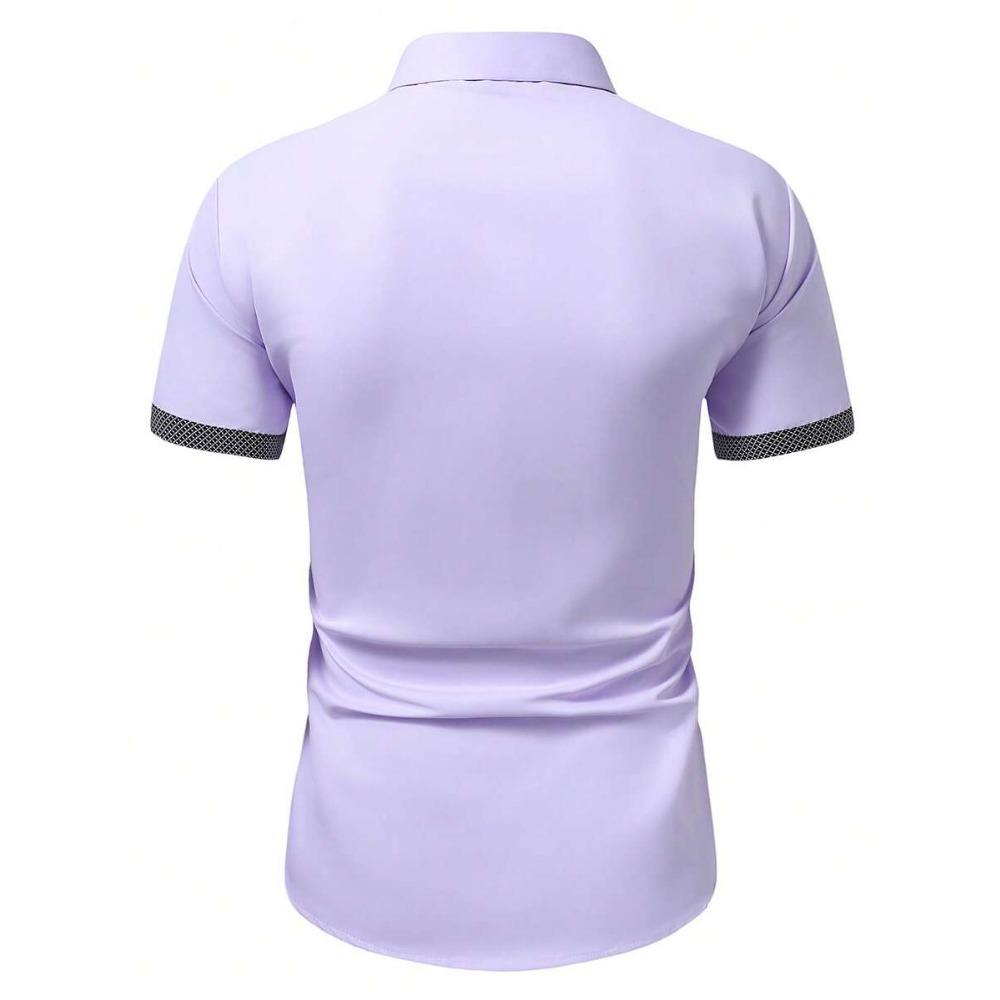 Camicia a maniche corte color block da uomo Primavera Estate Camicie casual da uomo Stile semplice Top 100% Poliestere