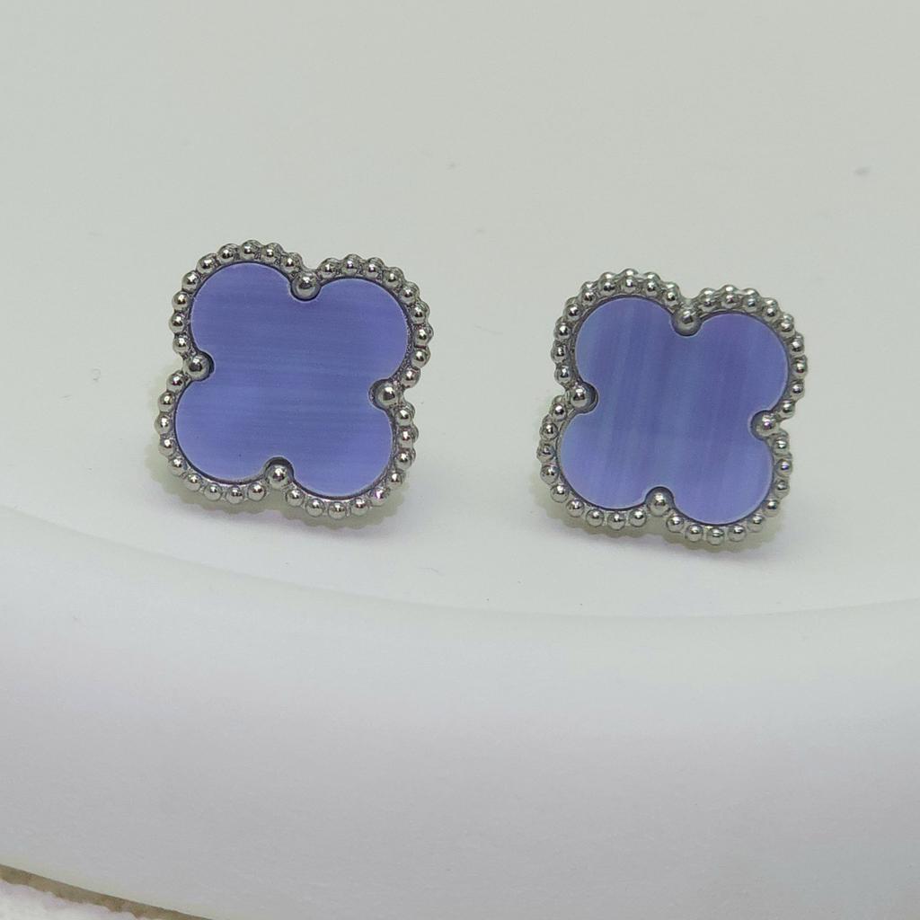 High Quality Titanium Steel Natural Mother-of-pearl Four-leaf Clover Earrings for Women 18K Fashion Premium Earrings