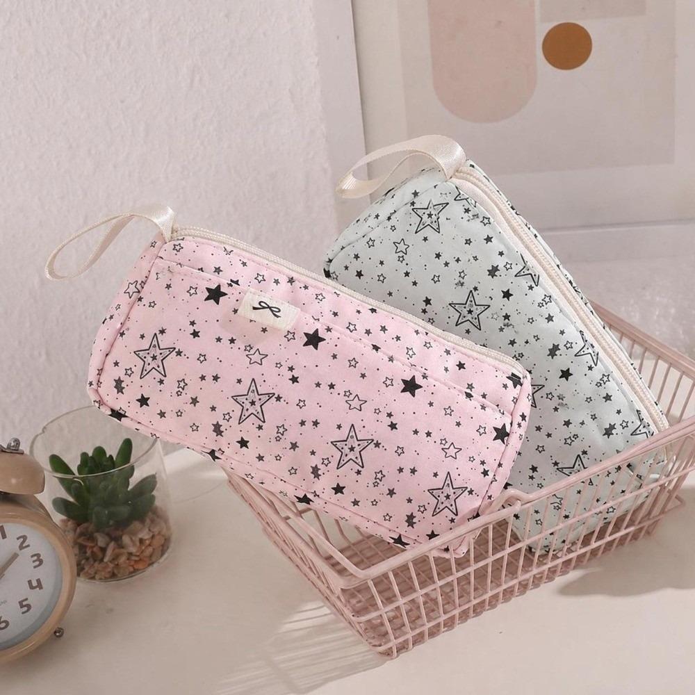 Large Capacity Pen Bag Star Print Stationery Bag Multi-functional Pencil Case School Supplies