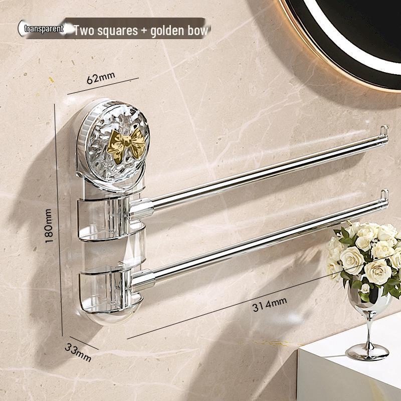 Rotating Wall-Mounted Towel Rack with Suction Cups - Punch-Free, Multi-Functional, Multi-Pole Design for Bathrooms
