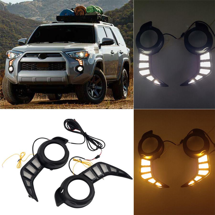 2x LED Daytime Running Light Fog Turn Signal Lamp Cable For Toyota 4Runner 14-22