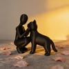 Statue of Friendship Between Humans and Cats, Elegant and Warm Sculpture of Owners and Meows, Pet Enthusiast Friendship Ornament