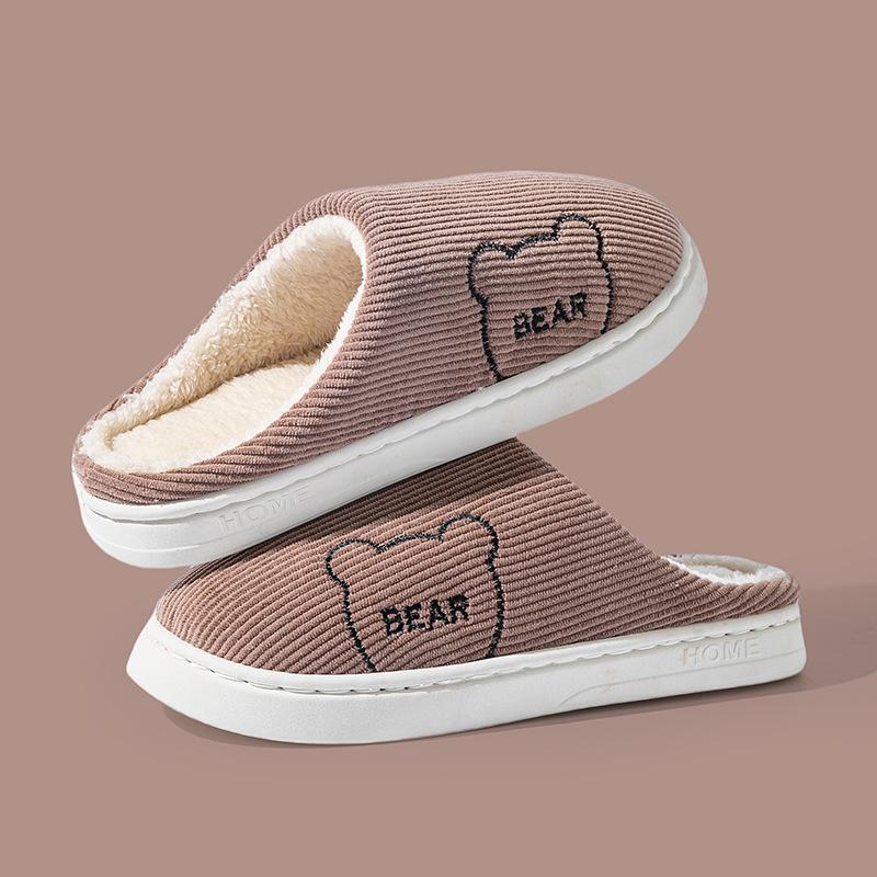 2025 autumn and winter new cotton slippers home indoor non-slip cartoon plush warm couple shoes