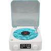 Generic Record Player Speaker with Weather and Battery Display, Portable for Living Room (White)