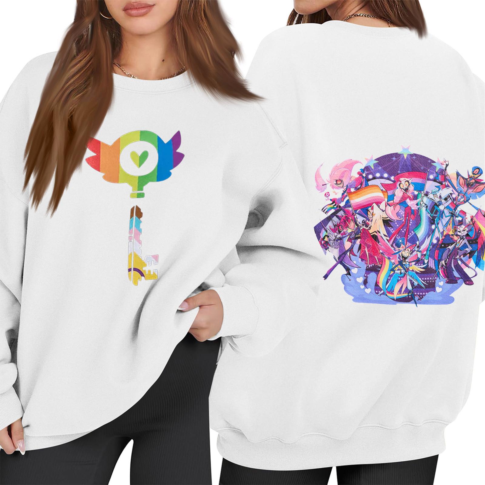 

Женский модный пуловер с длинным рукавом, принтом и круглым вырезом, свободного кроя XL белый