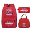 Primary and secondary school students schoolbag three-piece set, animation cartoon personalized printing backpack, casual pencil bag, meal bag