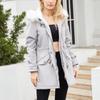 Women's Fashion Solid Colour Autumn And Winter Detachable Hair Collar Long Sleeve Hooded Cotton Fleece Jacket