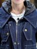 Real Shot Women's A-line Denim Windbreaker, Trendy Autumn-Winter Korean-Style, Mid-Length Plus Size, 36366