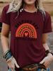 Womens Rainbow Pattern Short Sleeve Tshirt Humorous Casual Round Neck Top For Summer Regular Wear