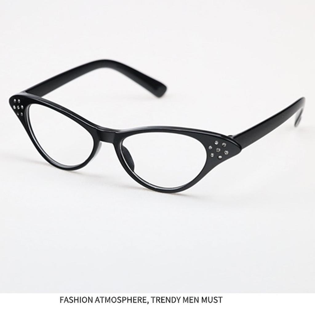 Vintage Glasses for Adult and Kids with Rhinestones Unisex Nerd Styles Clear Lens Glasses for Cosplay Costume Party