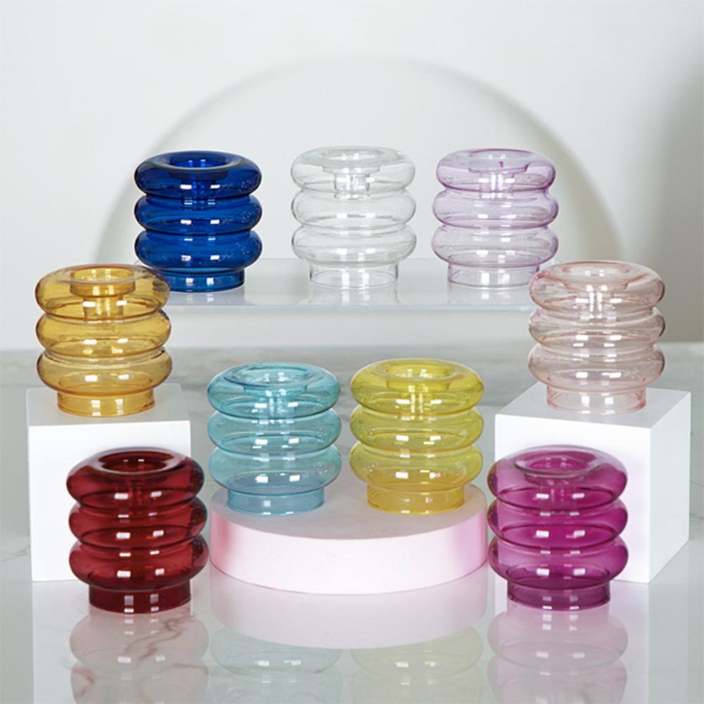 Modern Coloful Glass Candleholder Nordic Home Decor Clear Glass Candle Holder Wedding Decoration Party  Table Centerpiece