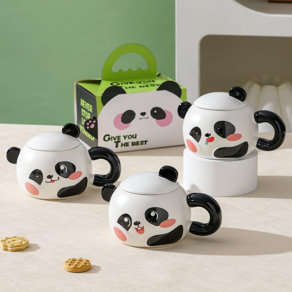 Cute Cartoon Panda Mug with Lid Ceramic Mug for Girlfriend's Birthday Gift Good Value Meaningful Souvenir