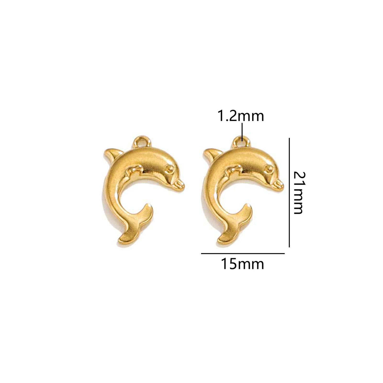 2 pcs Seahorse Animal Dolphin Charms Vacuum Plating 304 Stainless Steel Ocean Jewelry Pendants for DIY Necklace Jewelry Making