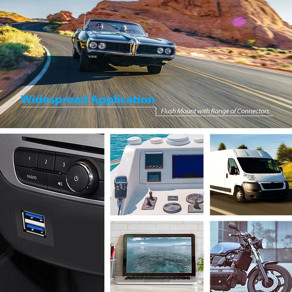 3ft Dual Ports Square USB 3.0 Car Dashboard Panel Flush Mount Extension Cable