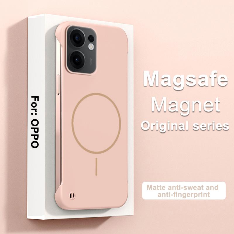 For Magsafe Frameless Anti-Fall Case For Reno 13F 12 Pro 12F Hard PC Ultra Thin Frosted Wireless Charging Back Case For Bumper